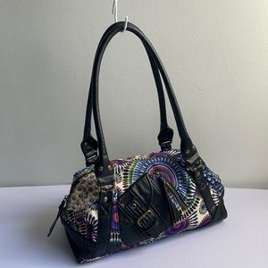 Asymmetrical Purse Multi Patterened Blue Black